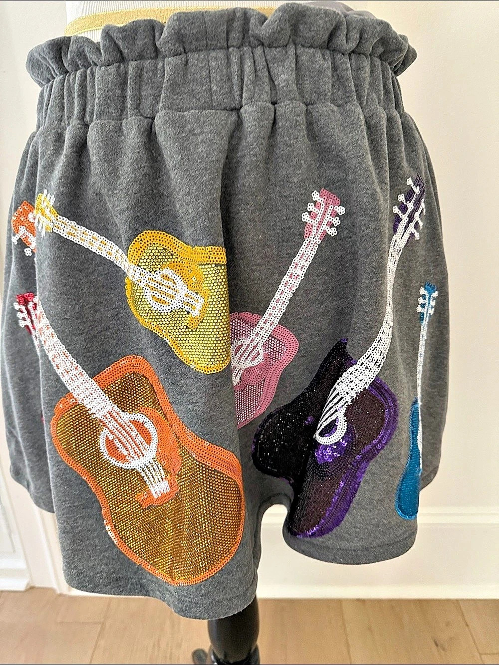 Queen of Sparkles Grey & Rainbow Guitar Skort in Gray medium